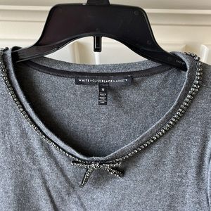 WHBM beaded collar gray top